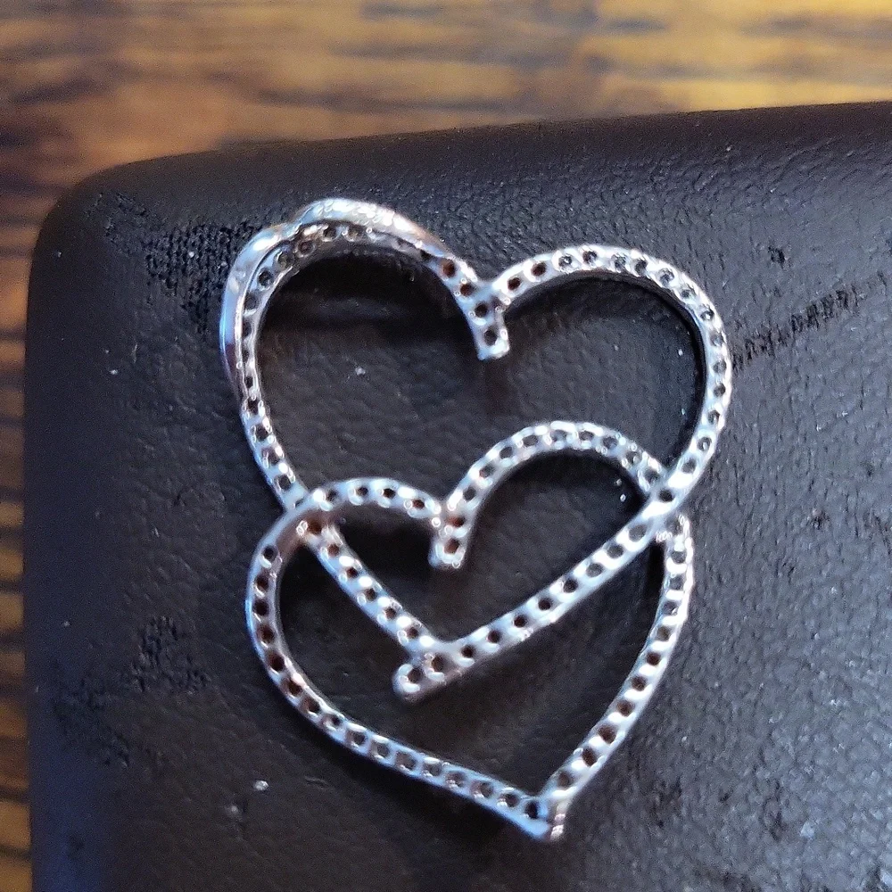 14 KT WHITE GOLD 1 CARAT OF  DIAMONDS. HEART PENDANT. - Picture 2 of 3